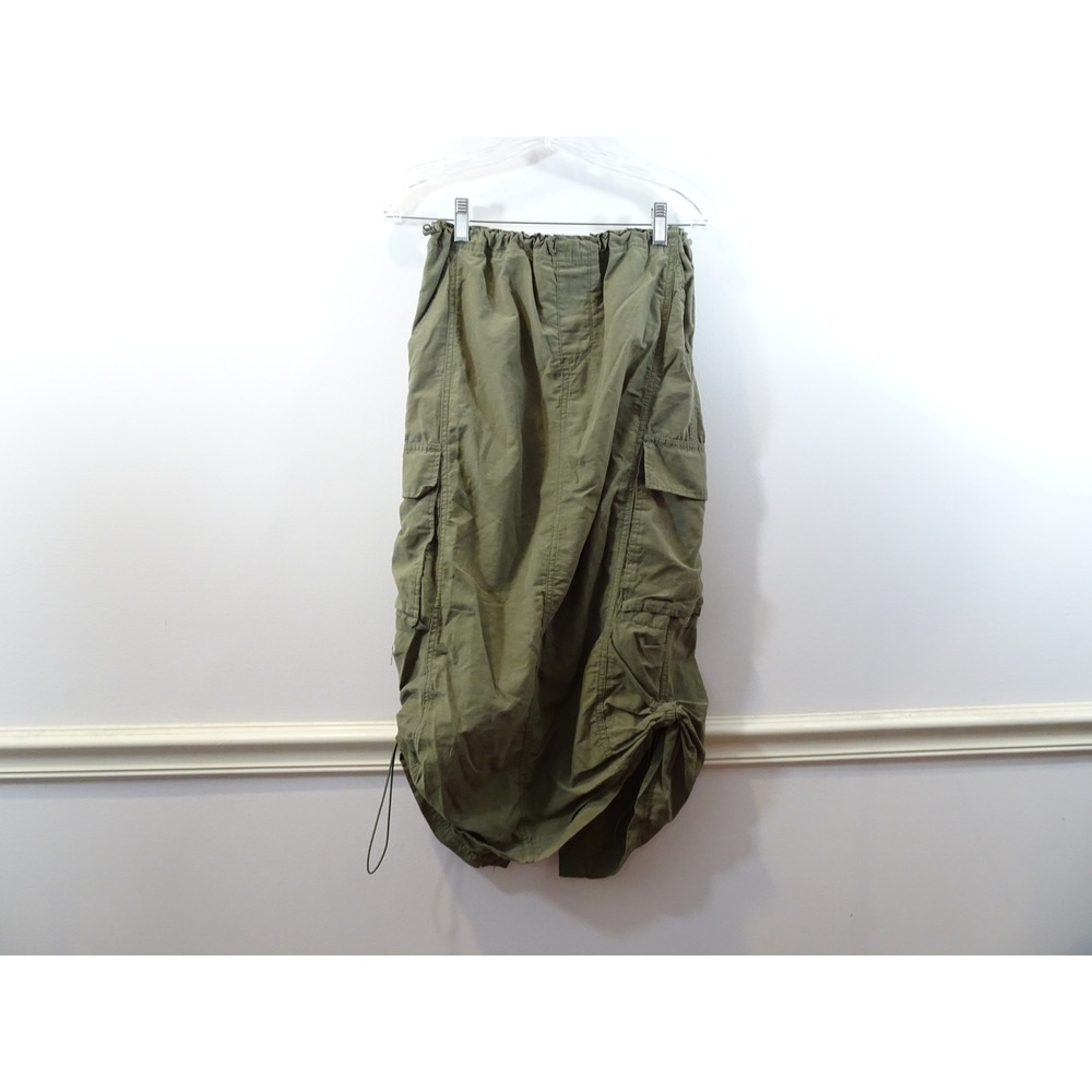 Aeropostale XS Olive Green Cargo Midi Skirt Utility Gorpcore Bungee Hem Vintage